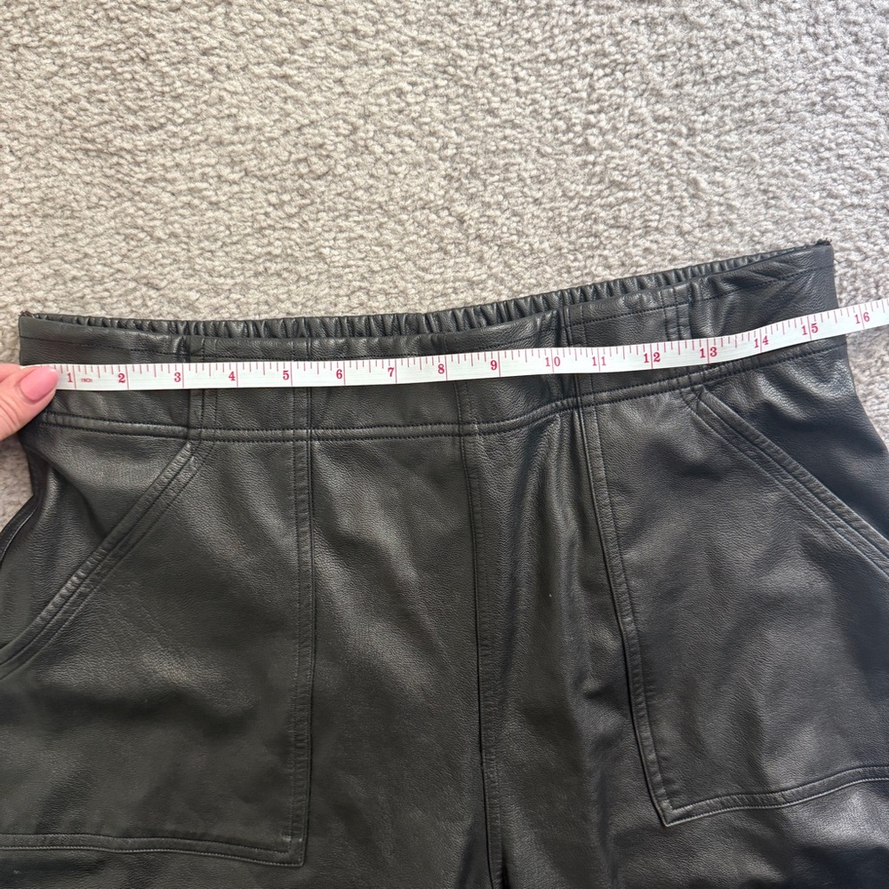 SPANX Black faux leather pull on joggers with pockets size L - Picture 7 of 9